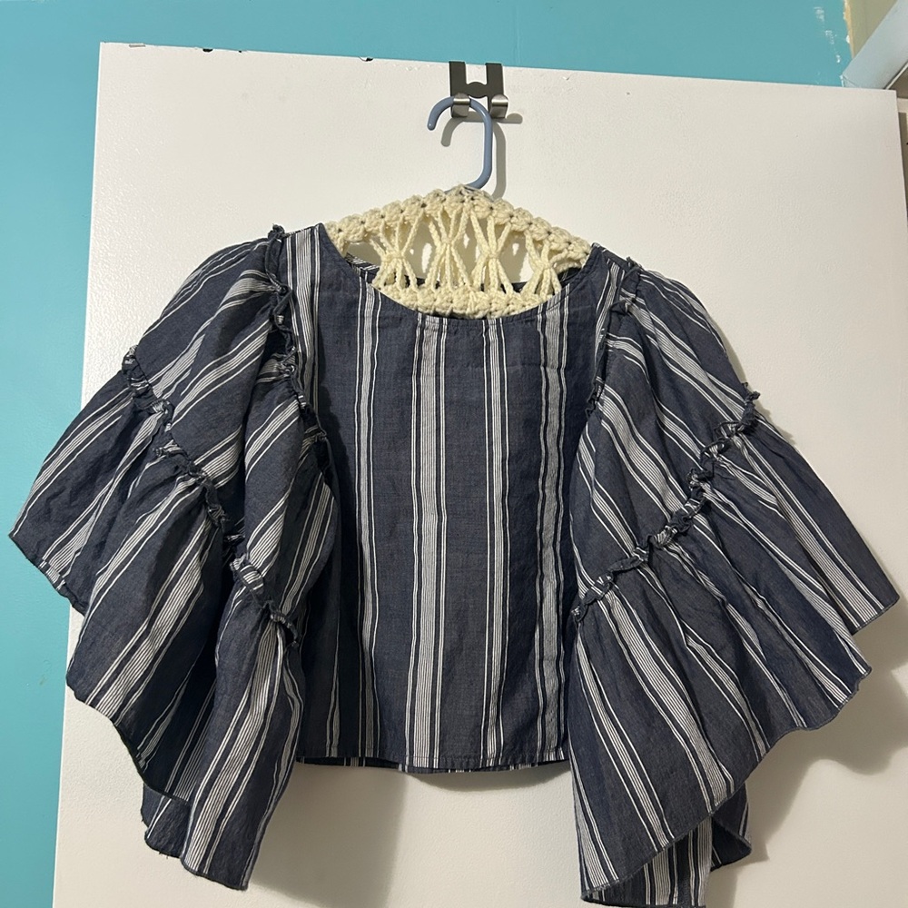 ✂️Hollister Navy and White Striped Top